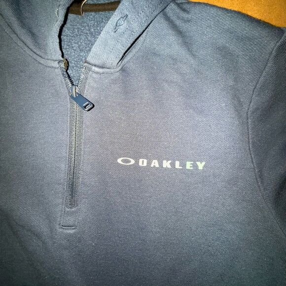 Oakley Royal Blue fleece Quarter-Zip pull over Hoodie size xtra small - Picture 6 of 7